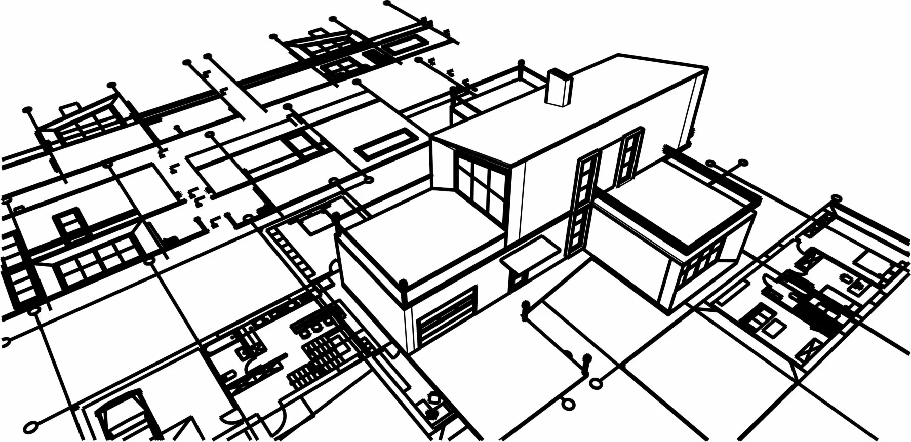 Haus mit Dachboden 3D-Illustration